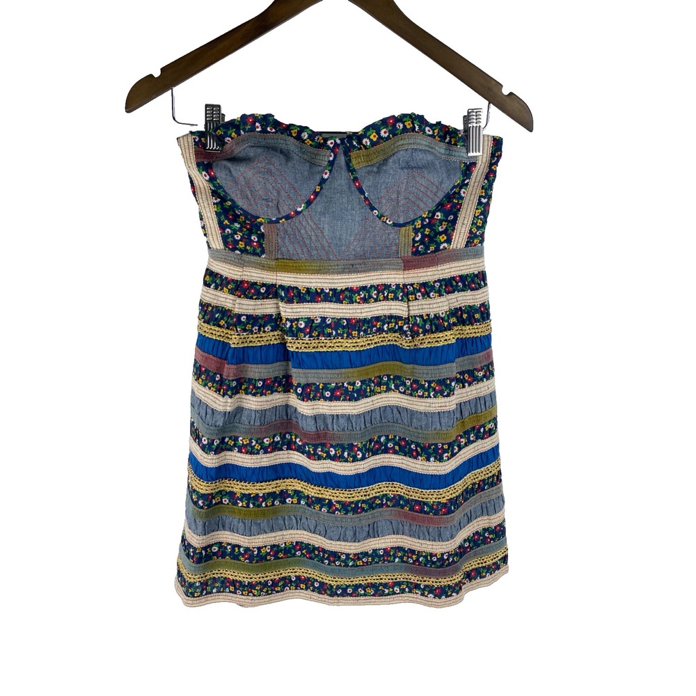 Free People New Romantics Patchwork Corset Mini Dress Szâ 2 Boho Hippie Festival